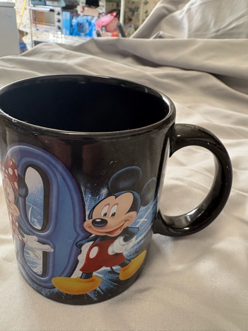 Disney Black Mickey Mouse Ceramic Coffee Mug with Colorful Character Art 2013